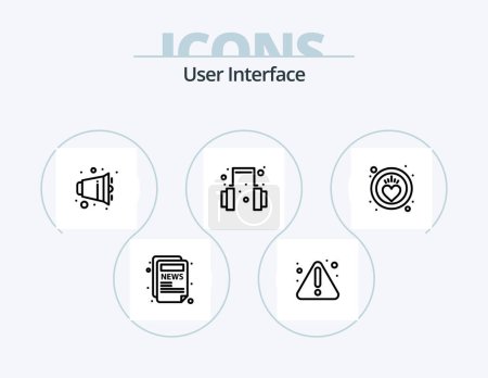Téléchargez les illustrations : User Interface Line Icon Pack 5 Icon Design. . target. error. audience. notification - en licence libre de droit