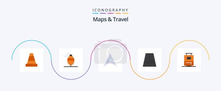 Téléchargez les illustrations : Maps and Travel Flat 5 Icon Pack Including . pointer. vacation. bag - en licence libre de droit