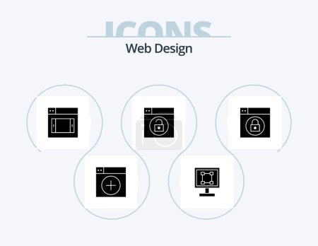 Téléchargez les illustrations : Web Design Glyph Icon Pack 5 Icon Design. web. lock. program. design. mobile - en licence libre de droit