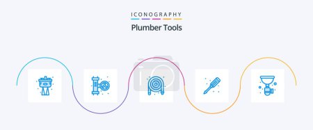 Illustration for Plumber Blue 5 Icon Pack Including . sink. mechanical. plumbing. pipe - Royalty Free Image