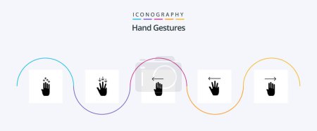 Téléchargez les illustrations : Hand Gestures Glyph 5 Icon Pack Including finger. up. gestures. hand cursor. left - en licence libre de droit