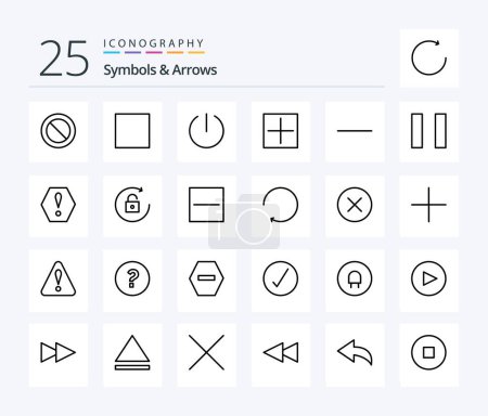 Téléchargez les illustrations : Symbols & Arrows 25 Line icon pack including arrow. octagon. new. error. subtract - en licence libre de droit