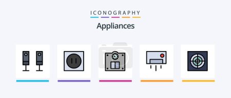 Téléchargez les illustrations : Appliances Line Filled 5 Icon Pack Including home. floor. wind. cool. Creative Icons Design - en licence libre de droit