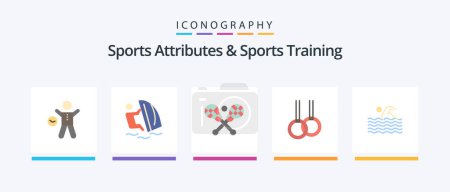 Illustration for Sports Atributes And Sports Training Flat 5 Icon Pack Including activity. gymnastics. wind. athletic. stick. Creative Icons Design - Royalty Free Image