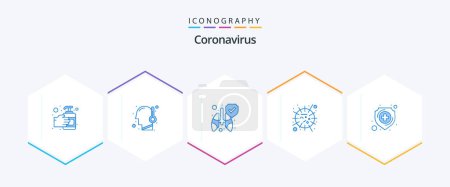 Ilustración de Coronavirus 25 Blue icon pack including medical. protection. lungs. virus. mers - Imagen libre de derechos