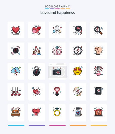 Téléchargez les illustrations : Creative Love 25 Line FIlled icon pack  Such As wedding. love. celebration. heart. love - en licence libre de droit
