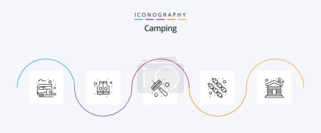 Illustration for Camping Line 5 Icon Pack Including wooden. house. hammer. sweet. food - Royalty Free Image