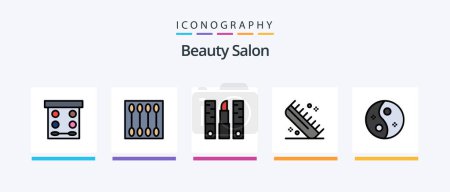 Téléchargez les illustrations : Beauty Salon Line Filled 5 Icon Pack Including mirror. beauty. close salon. bathroom. moisturizer. Creative Icons Design - en licence libre de droit