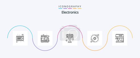 Illustration for Electronics Line 5 Icon Pack Including . maker. electric tower. machine. dvd - Royalty Free Image