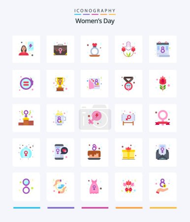 Illustration for Creative Womens Day 25 Flat icon pack  Such As lovely day. eight march. portfolio. women. proposal - Royalty Free Image