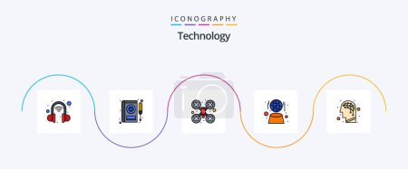 Ilustración de Technology Line Filled Flat 5 Icon Pack Including brain. network. cam. hologram. digital - Imagen libre de derechos