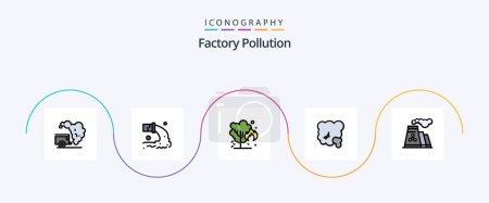 Ilustración de Factory Pollution Line Filled Flat 5 Icon Pack Including factory. environment. waste. dust. pollution - Imagen libre de derechos