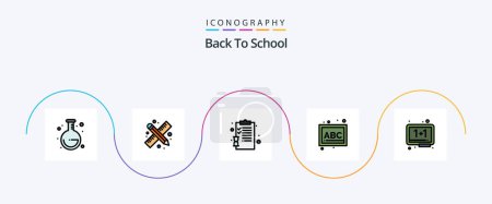 Illustration for Back To School Line Filled Flat 5 Icon Pack Including eraser. board. clipboard. school. blocks - Royalty Free Image