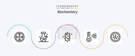 Illustration for Biochemistry Line 5 Icon Pack Including . petri. biology. dish. thermometer - Royalty Free Image