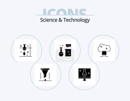 Illustration for Science And Technology Glyph Icon Pack 5 Icon Design. chemistry laboratory. chemical equipment. echography. science lab. science - Royalty Free Image