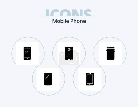 Téléchargez les illustrations : Mobile Phone Glyph Icon Pack 5 Icon Design. . . back. samsung. mobile - en licence libre de droit