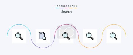 Téléchargez les illustrations : Search Line Filled Flat 5 Icon Pack Including ui. expanded. magnifier. search. look - en licence libre de droit