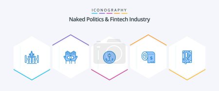 Téléchargez les illustrations : Naked Politics And Fintech Industry 25 Blue icon pack including costs. budget. mystery. sport. fishing - en licence libre de droit