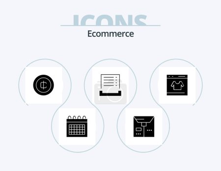 Illustration for Ecommerce Glyph Icon Pack 5 Icon Design. online. card. coin. receipt. cash - Royalty Free Image