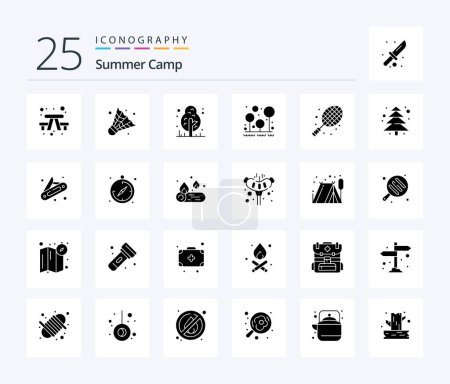 Ilustración de Summer Camp 25 Solid Glyph icon pack including rocket. tree. forest. survival. forest - Imagen libre de derechos