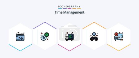Illustration for Time Management 25 FilledLine icon pack including chat. time. delivery. solid. free - Royalty Free Image
