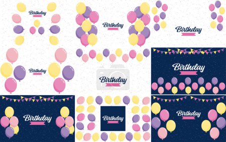 Illustration for Happy Birthday announcement poster. flyer. and greeting card in a flat style - Royalty Free Image