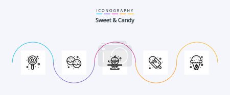 Téléchargez les illustrations : Sweet And Candy Line 5 Icon Pack Including dessert. popsicle. food. food. candy - en licence libre de droit