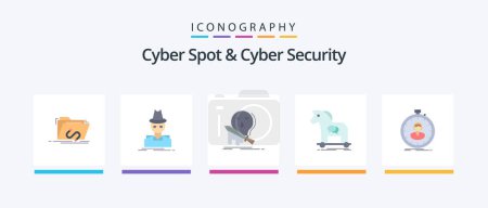 Ilustración de Cyber Spot And Cyber Security Flat 5 Icon Pack Including internet. cybercrime. spy. sword. game. Creative Icons Design - Imagen libre de derechos