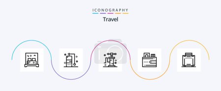 Téléchargez les illustrations : Travel Line 5 Icon Pack Including . tourist. transport. bag. money - en licence libre de droit