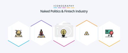 Illustration for Naked Politics And Fintech Industry 25 FilledLine icon pack including interest. gold. startup. fund. idea - Royalty Free Image