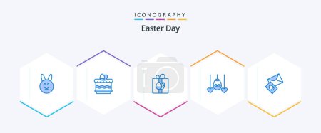 Illustration for Easter 25 Blue icon pack including egg. massege. box. holiday. heart - Royalty Free Image