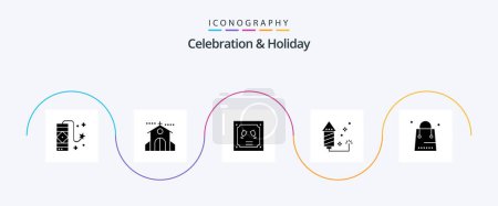 Illustration for Celebration and Holiday Glyph 5 Icon Pack Including celebration. fireworks. wedding. event. letter - Royalty Free Image