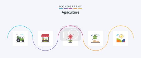 Téléchargez les illustrations : Agriculture Flat 5 Icon Pack Including garden. wheat. agriculture. plant. agriculture - en licence libre de droit