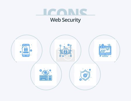 Illustration for Web Security Blue Icon Pack 5 Icon Design. encoding. binary. account security. security. lock - Royalty Free Image