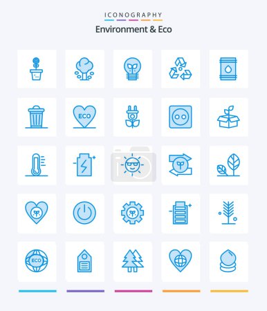 Téléchargez les illustrations : Creative Environment And Eco 25 Blue icon pack  Such As garbage. ecology. summer. eco. lamp - en licence libre de droit