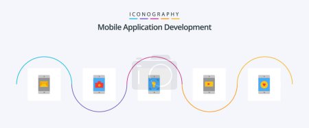 Ilustración de Mobile Application Development Flat 5 Icon Pack Including mobile. video. application. mobile application. application - Imagen libre de derechos