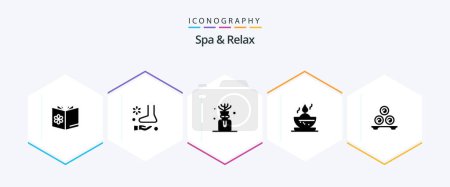 Illustration for Spa And Relax 25 Glyph icon pack including bowl . bottle spa. massage . oil . - Royalty Free Image