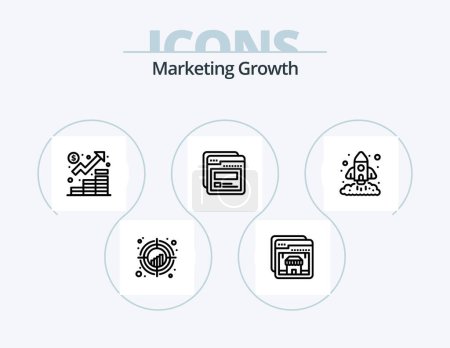 Téléchargez les photos : Marketing Growth Line Icon Pack 5 Icon Design. marketing. diamond. chart. delivery. success - en image libre de droit