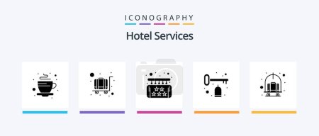 Illustration for Hotel Services Glyph 5 Icon Pack Including cart. tag. board. room. service. Creative Icons Design - Royalty Free Image