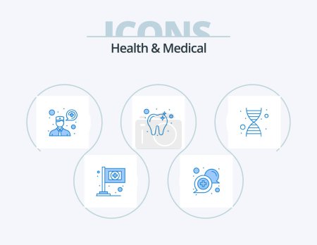 Téléchargez les illustrations : Health And Medical Blue Icon Pack 5 Icon Design. . genetics. ask a doctor. dna. dental - en licence libre de droit