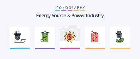 Illustration for Energy Source And Power Industry Line Filled 5 Icon Pack Including energy. lab. growth. power. atom. Creative Icons Design - Royalty Free Image