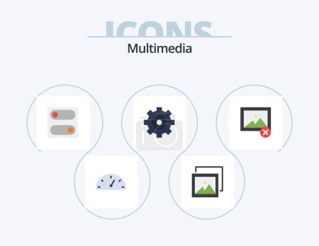 Illustration for Multimedia Flat Icon Pack 5 Icon Design. . . toggle. photo. delete - Royalty Free Image