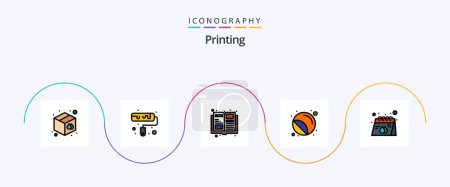 Illustration for Printing Line Filled Flat 5 Icon Pack Including paper. advertisement. items. stamp. printer - Royalty Free Image