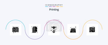 Illustration for Printing Glyph 5 Icon Pack Including brochure. print. d printing. paper. advertisement - Royalty Free Image