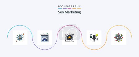 Ilustración de Seo Marketing Line Filled Flat 5 Icon Pack Including seo. marketing. web. record. microphone - Imagen libre de derechos