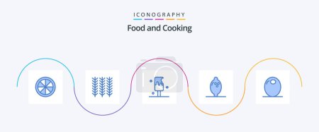 Téléchargez les illustrations : Food Blue 5 Icon Pack Including vegetable. food. food. filling. fruit - en licence libre de droit