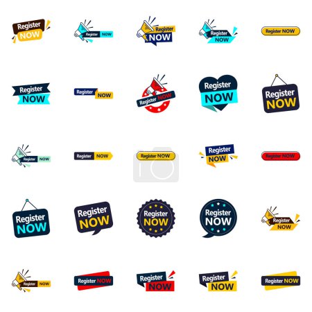 Téléchargez les illustrations : 25 Professional typographic banners for enhanced registration - en licence libre de droit