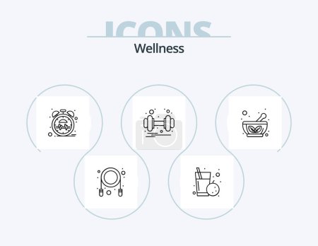 Illustration for Wellness Line Icon Pack 5 Icon Design. herbal. food. aid. heart. apple - Royalty Free Image