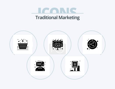 Ilustración de Traditional Marketing Glyph Icon Pack 5 Icon Design. conversion. outdoor. basket. billboard. ad - Imagen libre de derechos