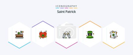 Téléchargez les illustrations : Saint Patrick 25 FilledLine icon pack including cultures. irish. celebrate. hat. wine - en licence libre de droit